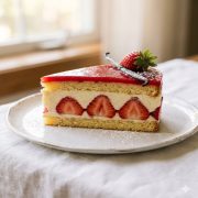 Part de fraisier créole réunionnais coupée montrant