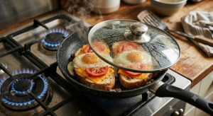 tartines à la poêle couvertes cuisson vapeur fromage fondu
