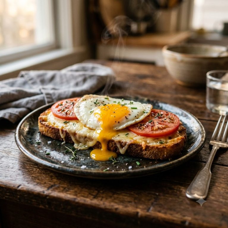 tartines fondantes poêle œuf coulant fromage fondu tomates soir