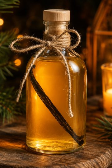 Bouteille cadeau de rhum arrangé melon vanille avec éclat de vanille pour Noël