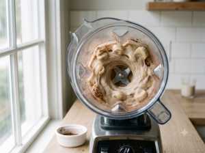 mixage de la nice cream banane chocolat sans sorbetière dans un blender puissant
