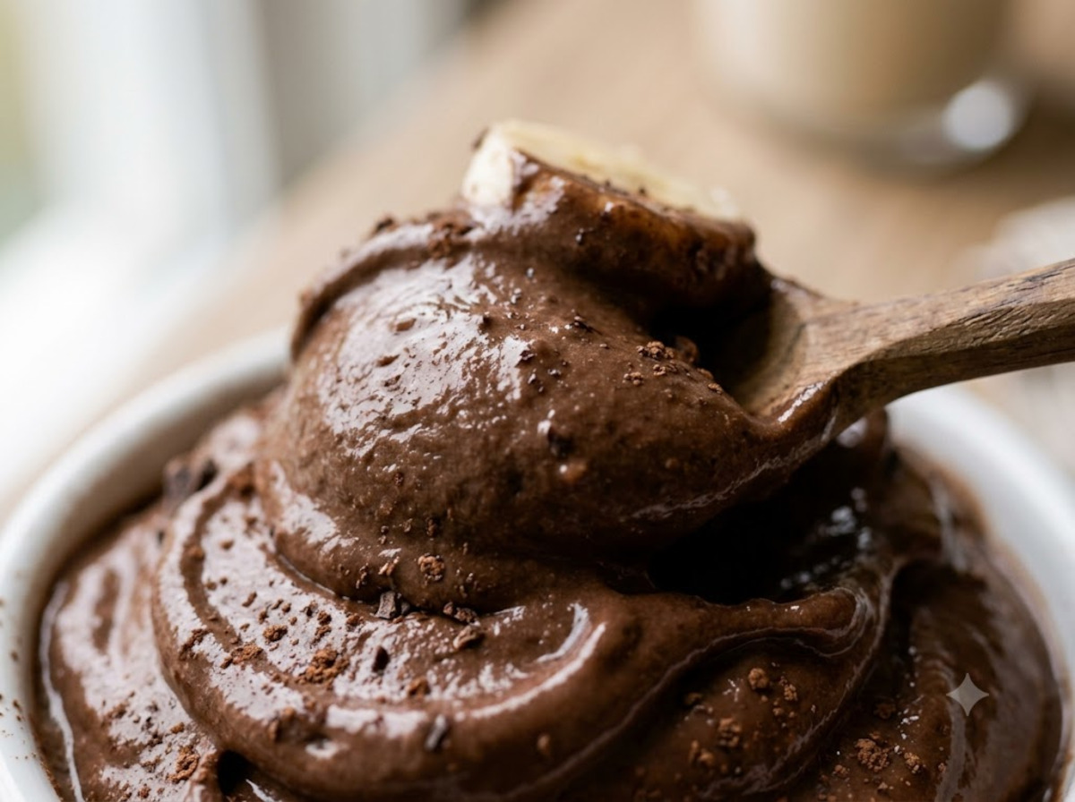 texture crémeuse de la nice cream banane chocolat à la cuillère, résultat idéal
