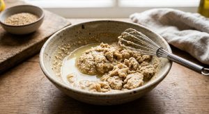 Sauce tahini qui fige dans le bol au moment d'ajouter le jus de citron