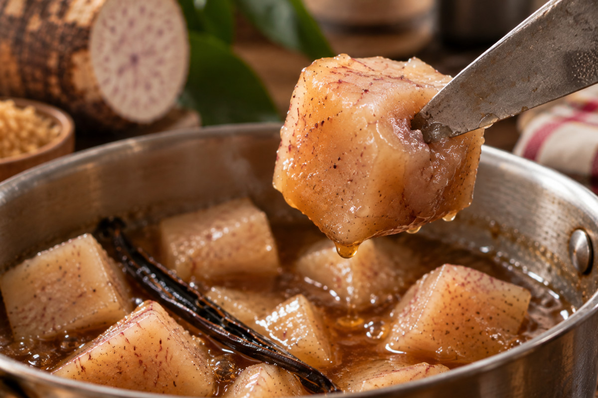 pointe de couteau vérifiant la cuisson à cœur d'un morceau de songe